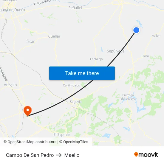 Campo De San Pedro to Maello map
