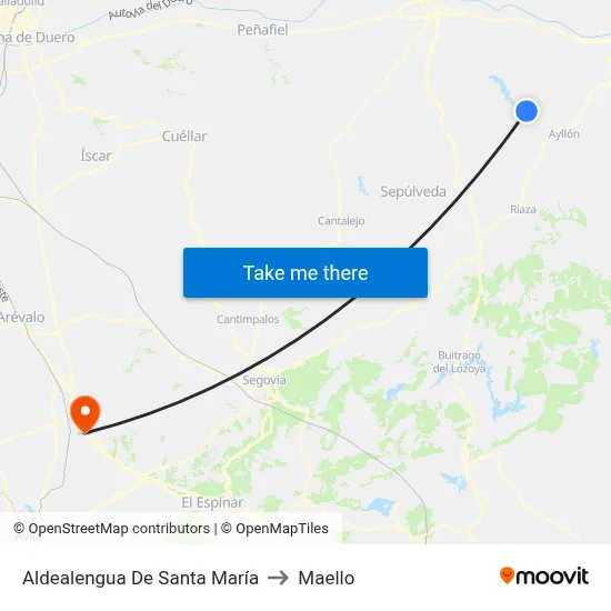 Aldealengua De Santa María to Maello map