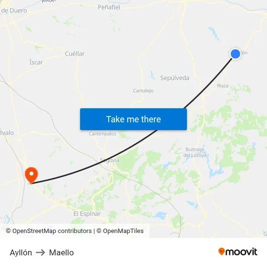 Ayllón to Maello map