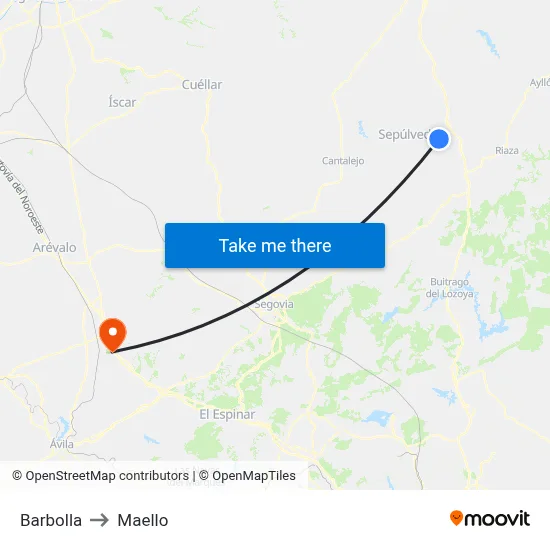 Barbolla to Maello map