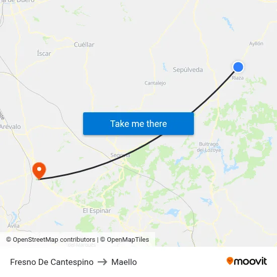 Fresno De Cantespino to Maello map