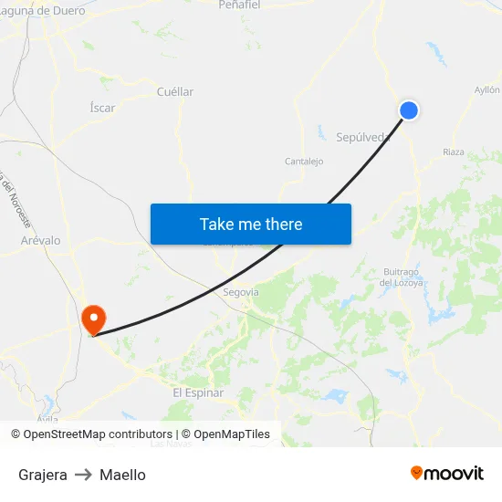 Grajera to Maello map