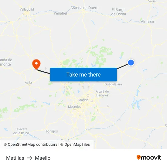 Matillas to Maello map