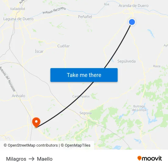 Milagros to Maello map