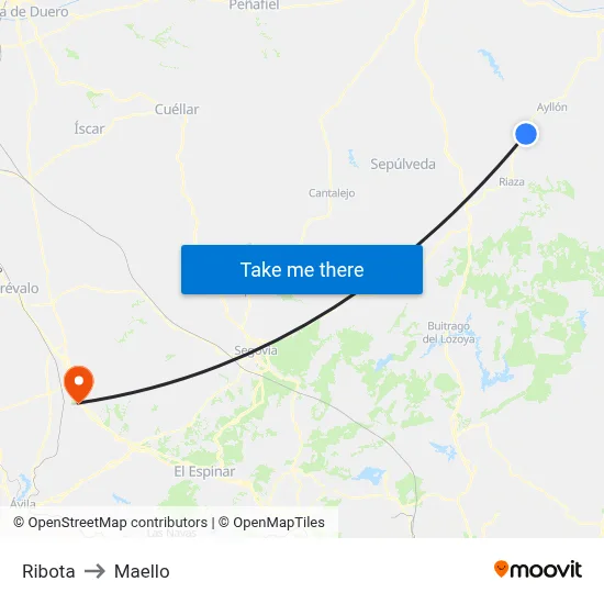 Ribota to Maello map