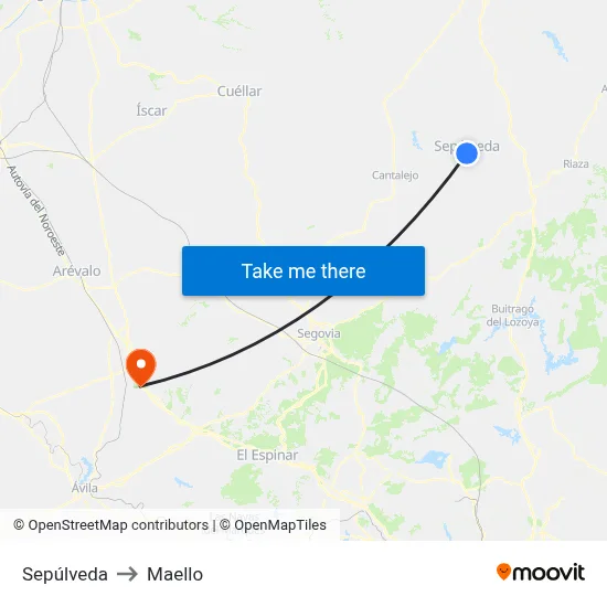 Sepúlveda to Maello map