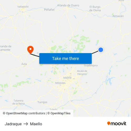 Jadraque to Maello map