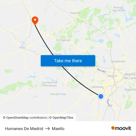 Humanes De Madrid to Maello map