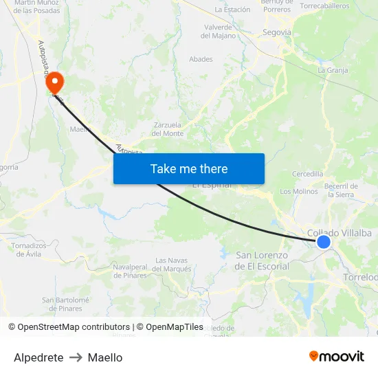 Alpedrete to Maello map