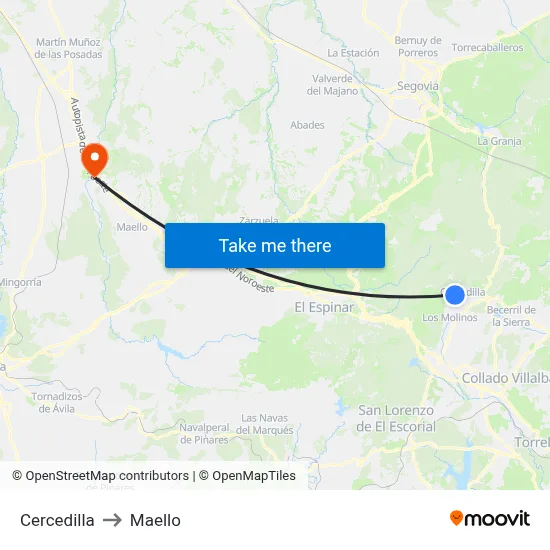Cercedilla to Maello map