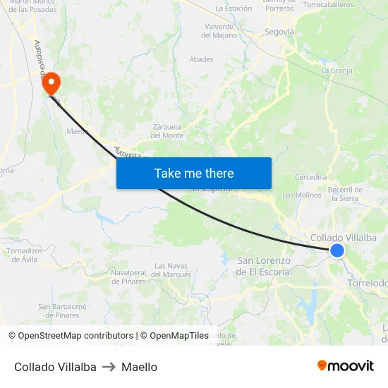 Collado Villalba to Maello map