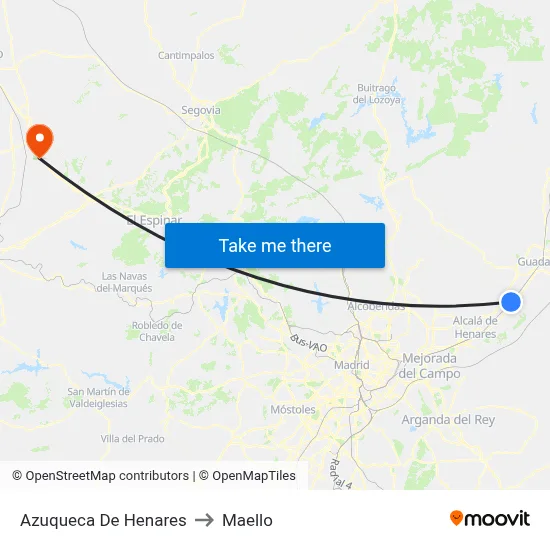 Azuqueca De Henares to Maello map