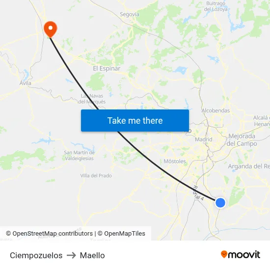 Ciempozuelos to Maello map