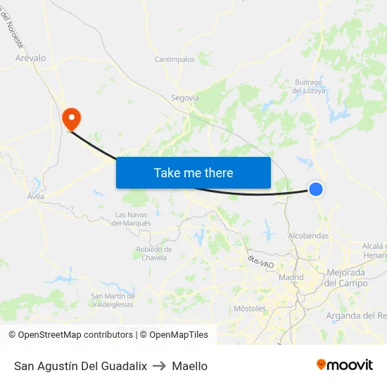 San Agustín Del Guadalix to Maello map