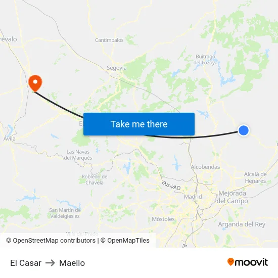 El Casar to Maello map