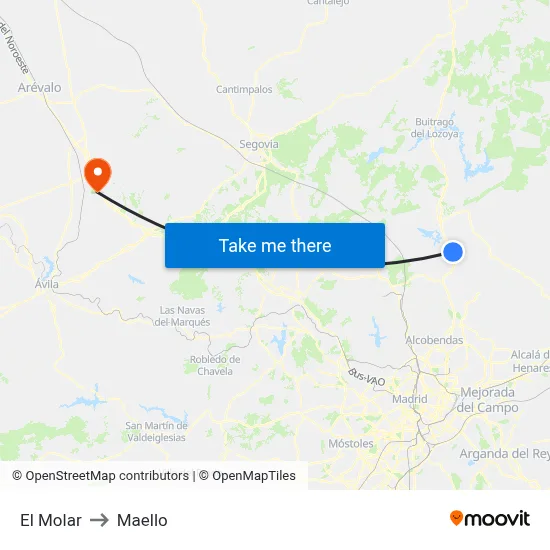 El Molar to Maello map