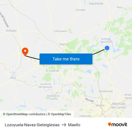 Lozoyuela-Navas-Sieteiglesias to Maello map