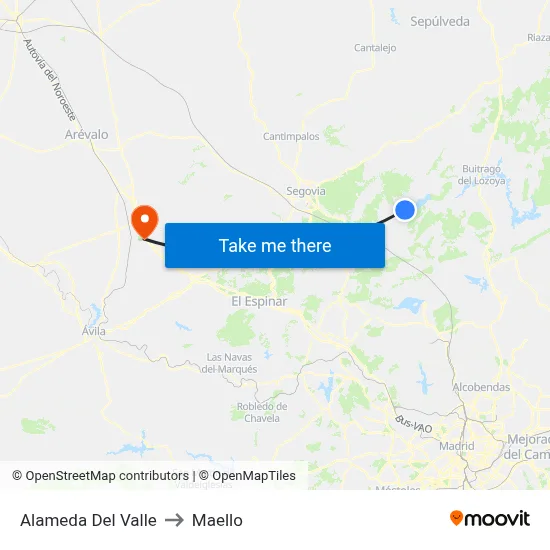 Alameda Del Valle to Maello map