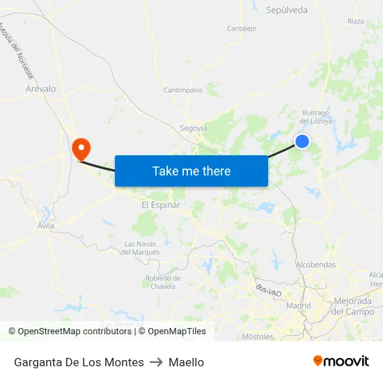 Garganta De Los Montes to Maello map