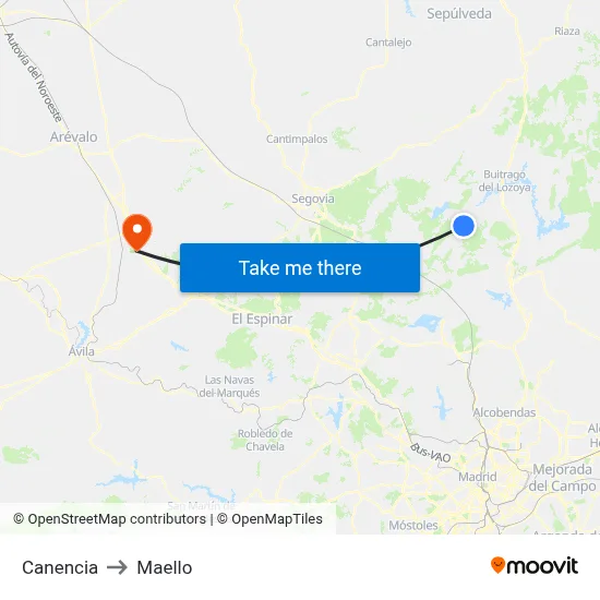 Canencia to Maello map