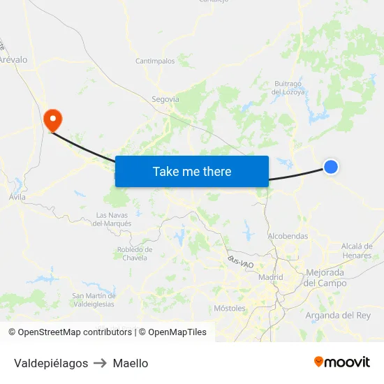 Valdepiélagos to Maello map