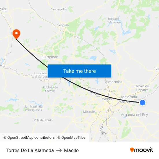 Torres De La Alameda to Maello map