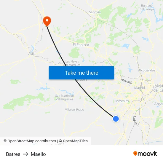 Batres to Maello map
