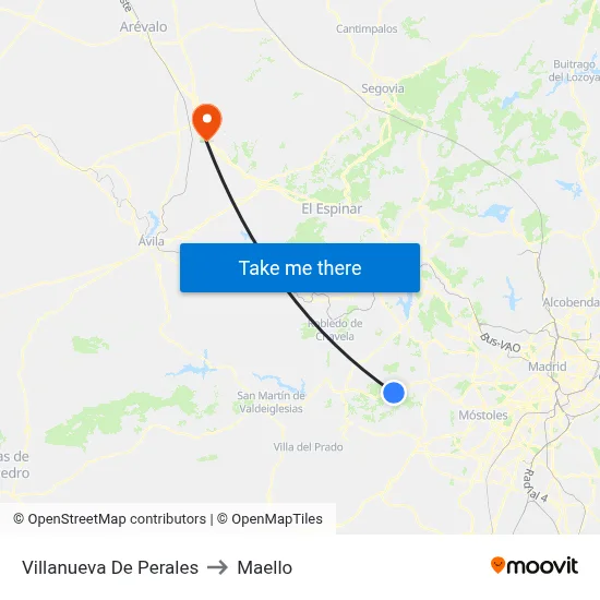 Villanueva De Perales to Maello map
