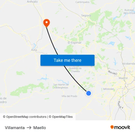 Villamanta to Maello map