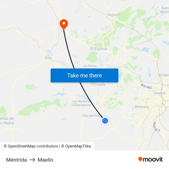 Méntrida to Maello map