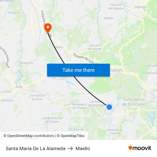 Santa María De La Alameda to Maello map