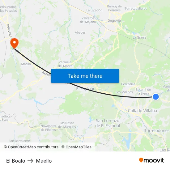 El Boalo to Maello map