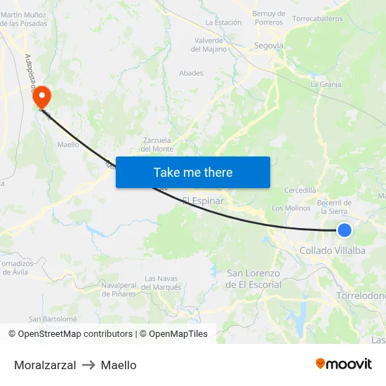 Moralzarzal to Maello map