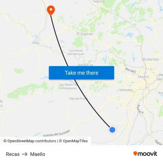 Recas to Maello map
