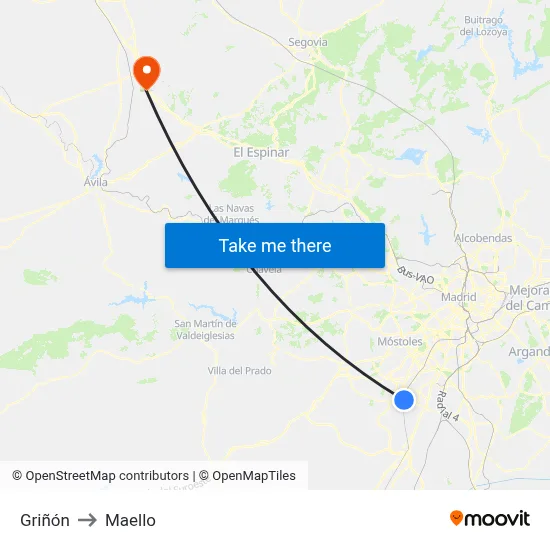 Griñón to Maello map