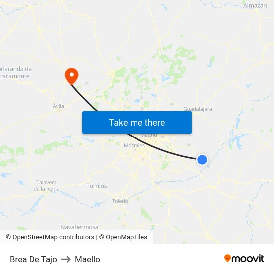 Brea De Tajo to Maello map