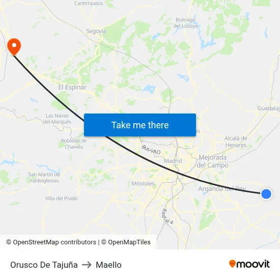 Orusco De Tajuña to Maello map