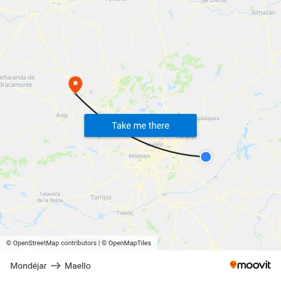 Mondéjar to Maello map
