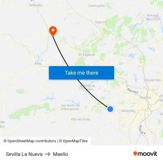 Sevilla La Nueva to Maello map