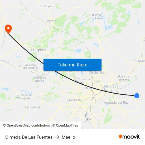 Olmeda De Las Fuentes to Maello map