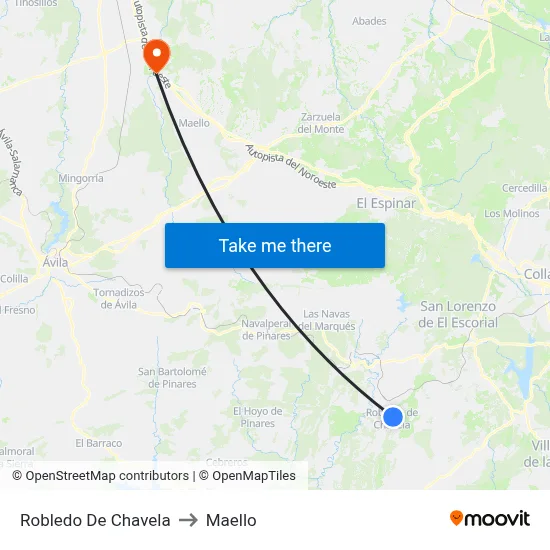 Robledo De Chavela to Maello map