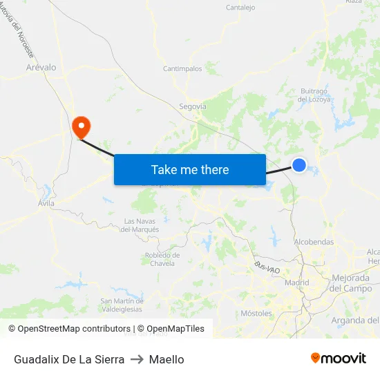 Guadalix De La Sierra to Maello map