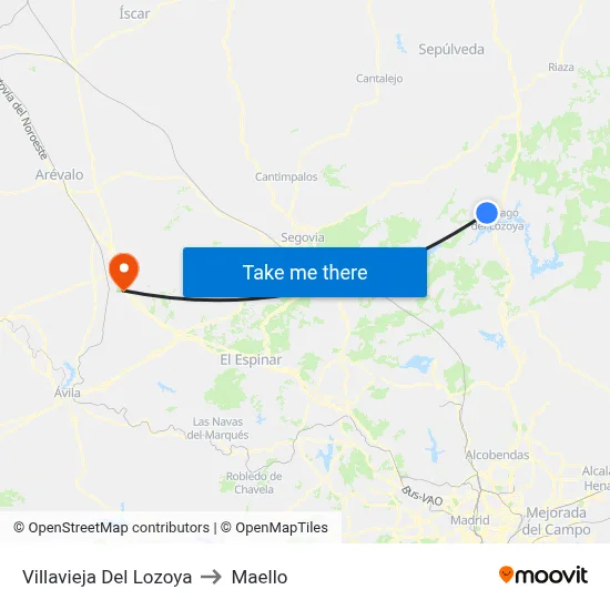 Villavieja Del Lozoya to Maello map