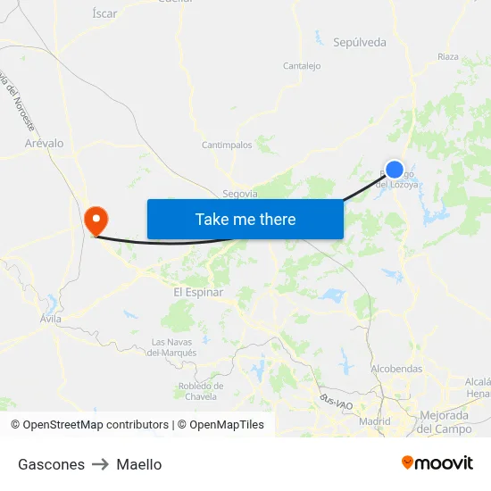 Gascones to Maello map