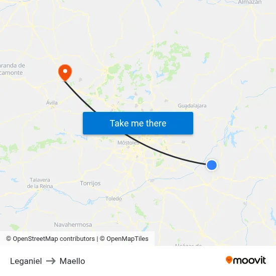 Leganiel to Maello map
