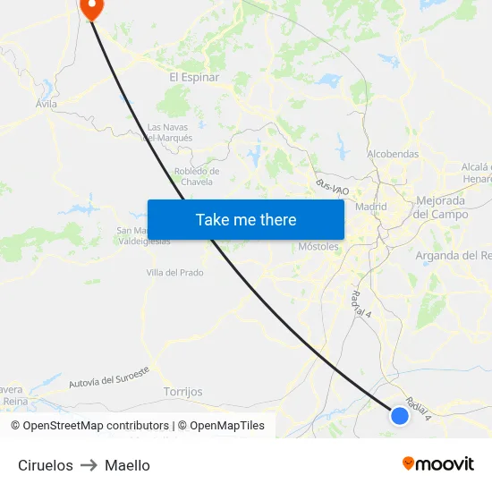 Ciruelos to Maello map