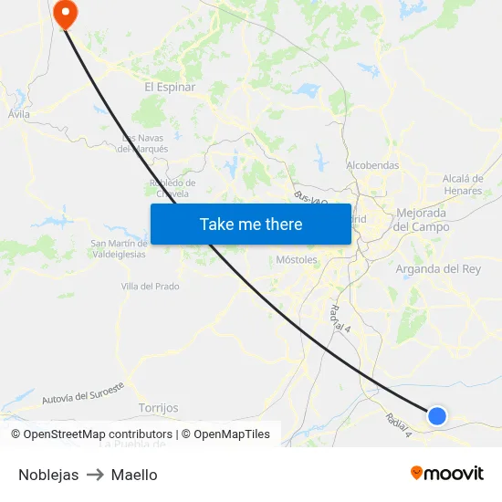 Noblejas to Maello map