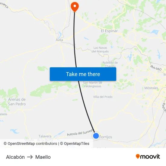 Alcabón to Maello map