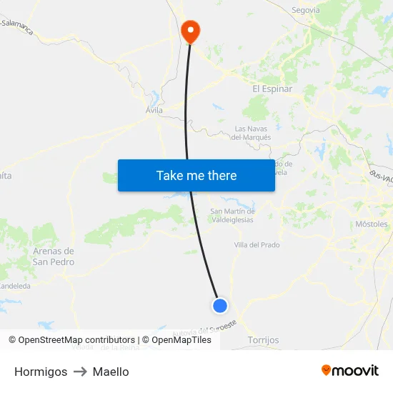 Hormigos to Maello map
