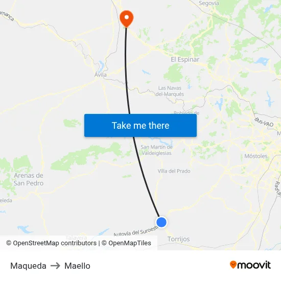 Maqueda to Maello map